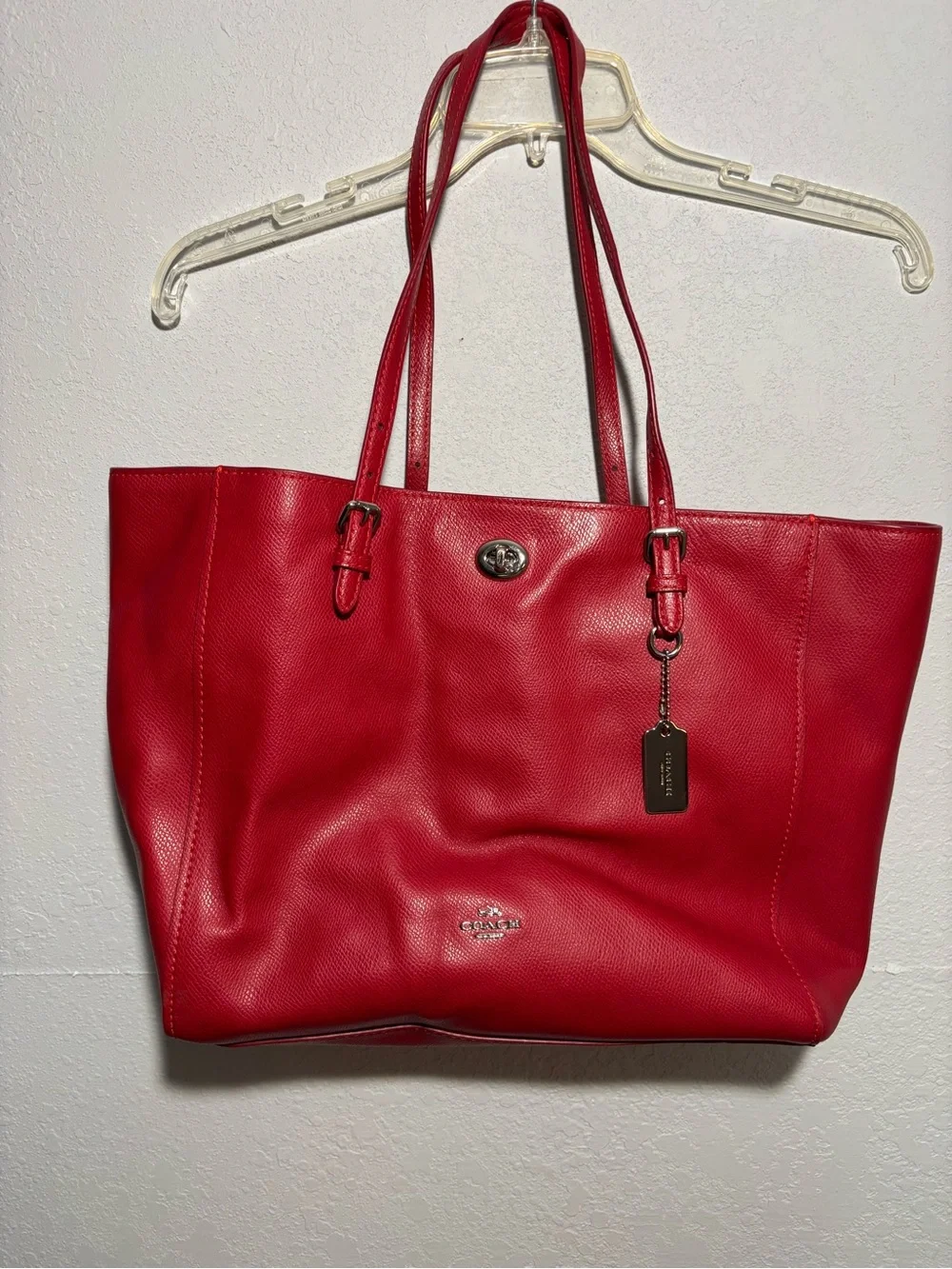 Coach Scarlet Crossgrain Leather Turnlock Tote